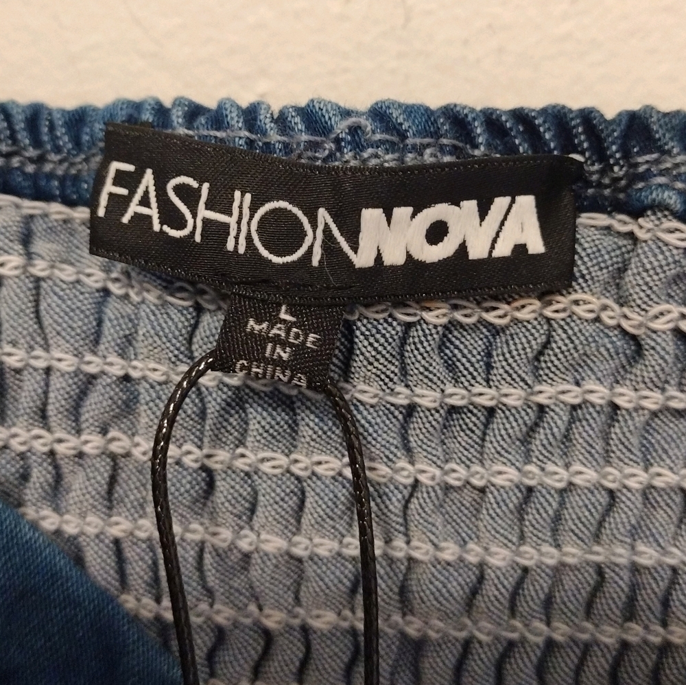 Fashion Nova Blue Denim Button-Front Romper - Picture 14 of 16